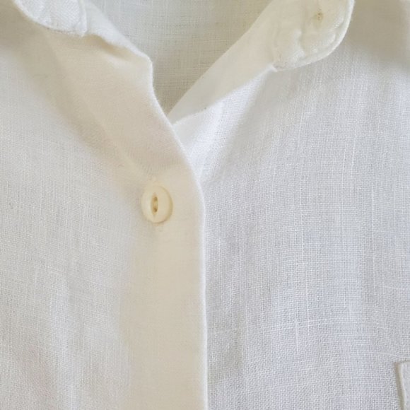 Faherty FLAWED Linen White Long Sleeve Button Up Shirt Dress Coverup Medium - Picture 6 of 14